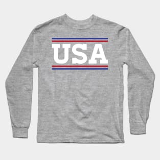 Retro USA Red White Blue Long Sleeve T-Shirt